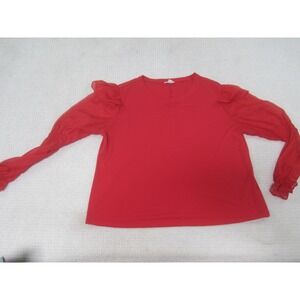 Cato Shirt Womens XL Long Sleeve Ruffle Sheer Mesh Pullover Stretch Blouse‎ Top